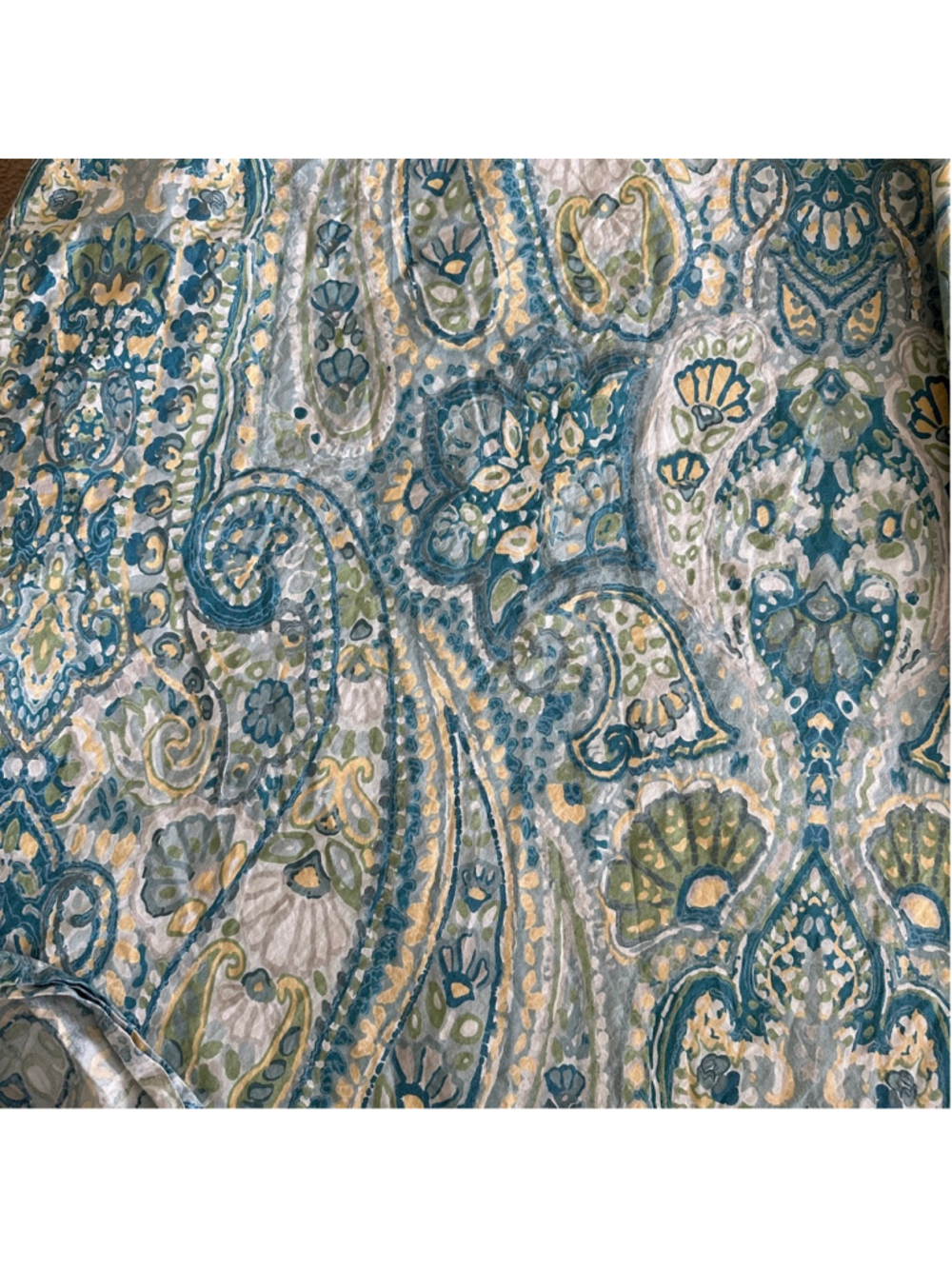 Pottery Barn Paisley Duvet Cover Full Queen w Euro Shams Blue Green - Picture 4 of 8
